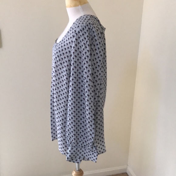 Loft large white printed long sleeve square neck top. - Picture 2 of 8